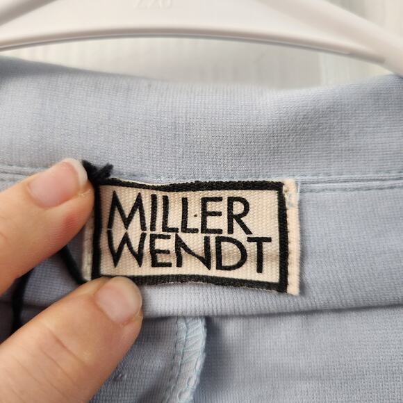 Miller Wendt Blue Open Front Blazer M Stretch Preppy Classic Office - Picture 6 of 8